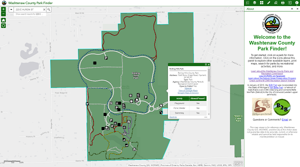 Washtenaw County Gis Map Washtenaw County Park Finder