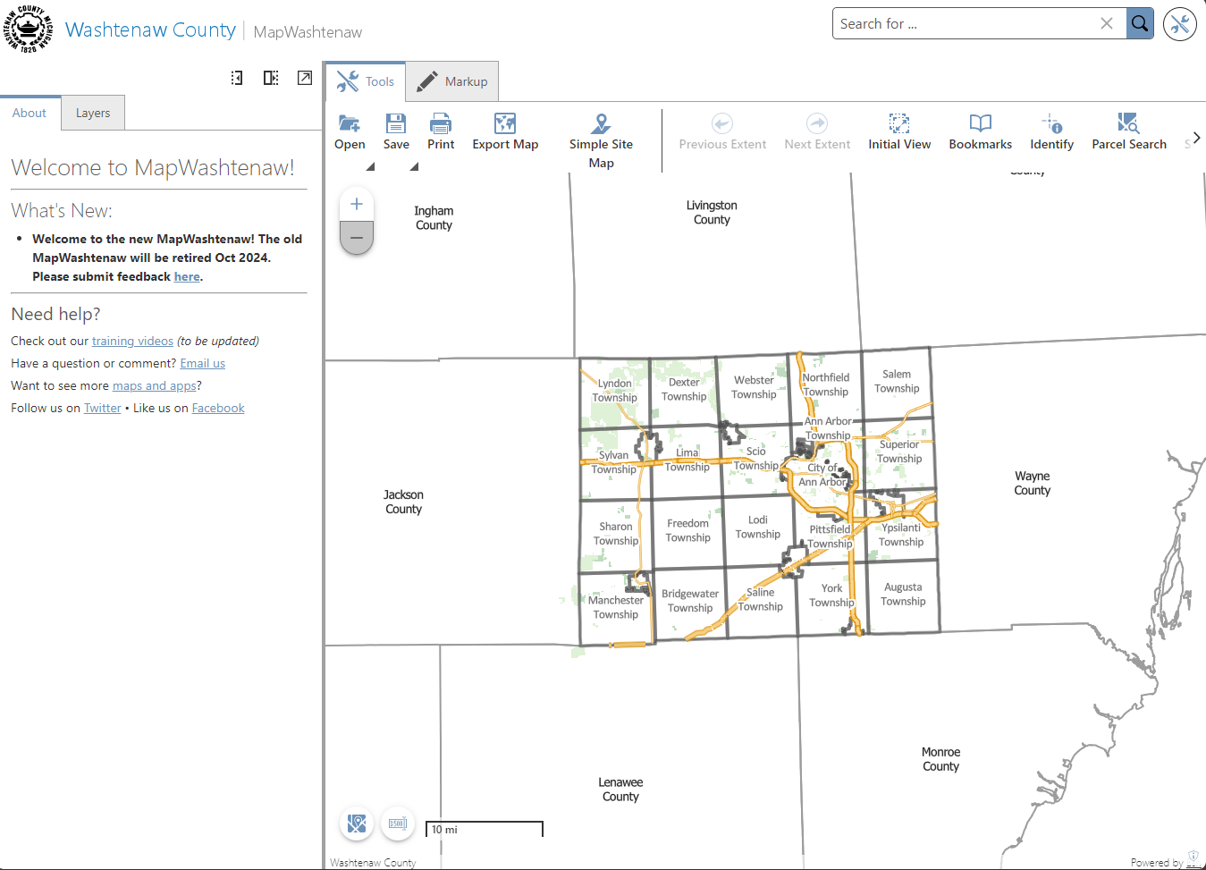 screenshot of the new mapwashtenaw